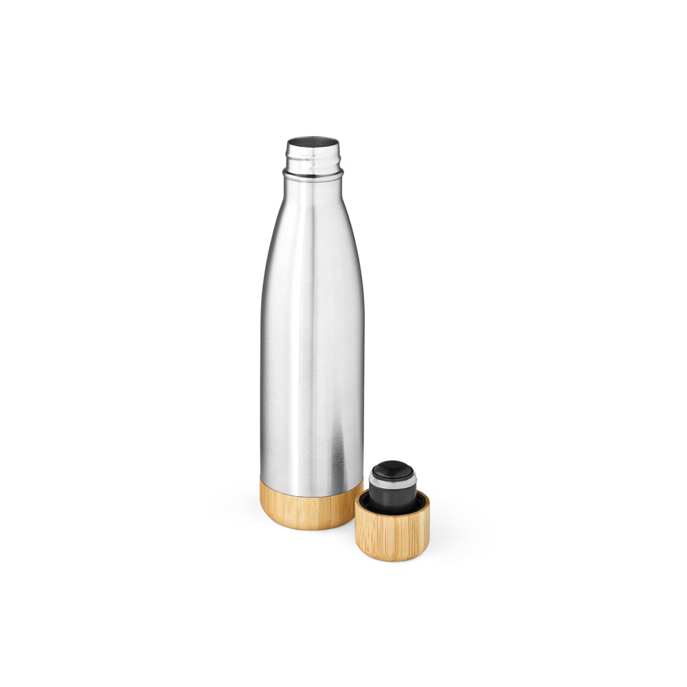 Garrafa em Aço inox Personalizada com tampa em bambu 550 mL