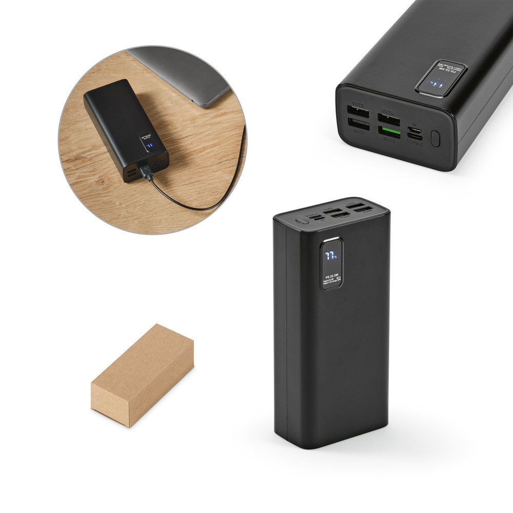 Bateria Portátil em ABS Reciclado 30.000 mAh Personalizada para Brinde